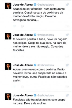  José de Abreu foi flagrado cuspindo num casal num restaurante japonês de São Paulo.