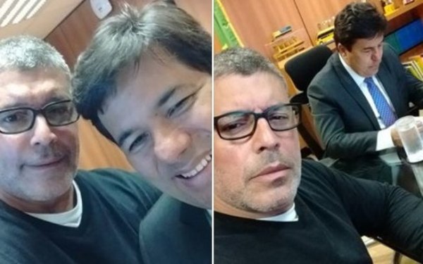 Alexandre Frota em duas fotos ao lado do ministro da Educação, o conservador Mendonça Filho.