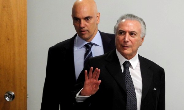 O presidente interino, Michel Temer, e o ministro da Justiça, Alexandre de Moraes | Givaldo Barbosa / Agência O Globo.