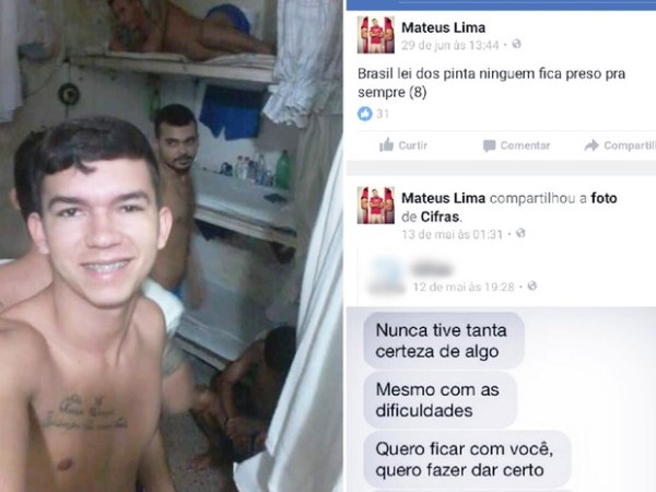 Sejuc descobriu que Mateus Lima da Silva, preso em março deste ano, atualizava a página dele no Facebook desde abril (Foto: Divulgação/Sejuc)