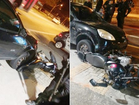 Após a colisão, professora continuou dirigindo e arrastou a moto por quase dois quilômetros (Foto: PM/Divulgação)