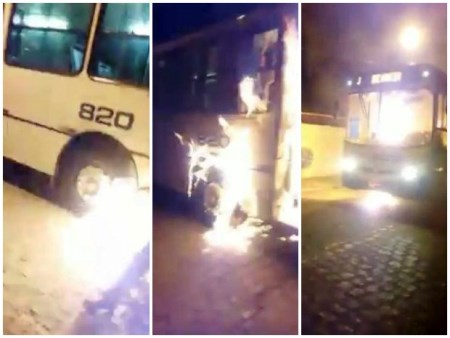 Ônibus incendiado por criminosos em Parnamirim