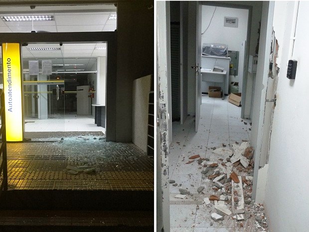 Agência do Banco do Brasil foi alvo dos criminosos na madrugada desta quarta-feira (7) em Caraúbas (Foto: Divulgação/PM)